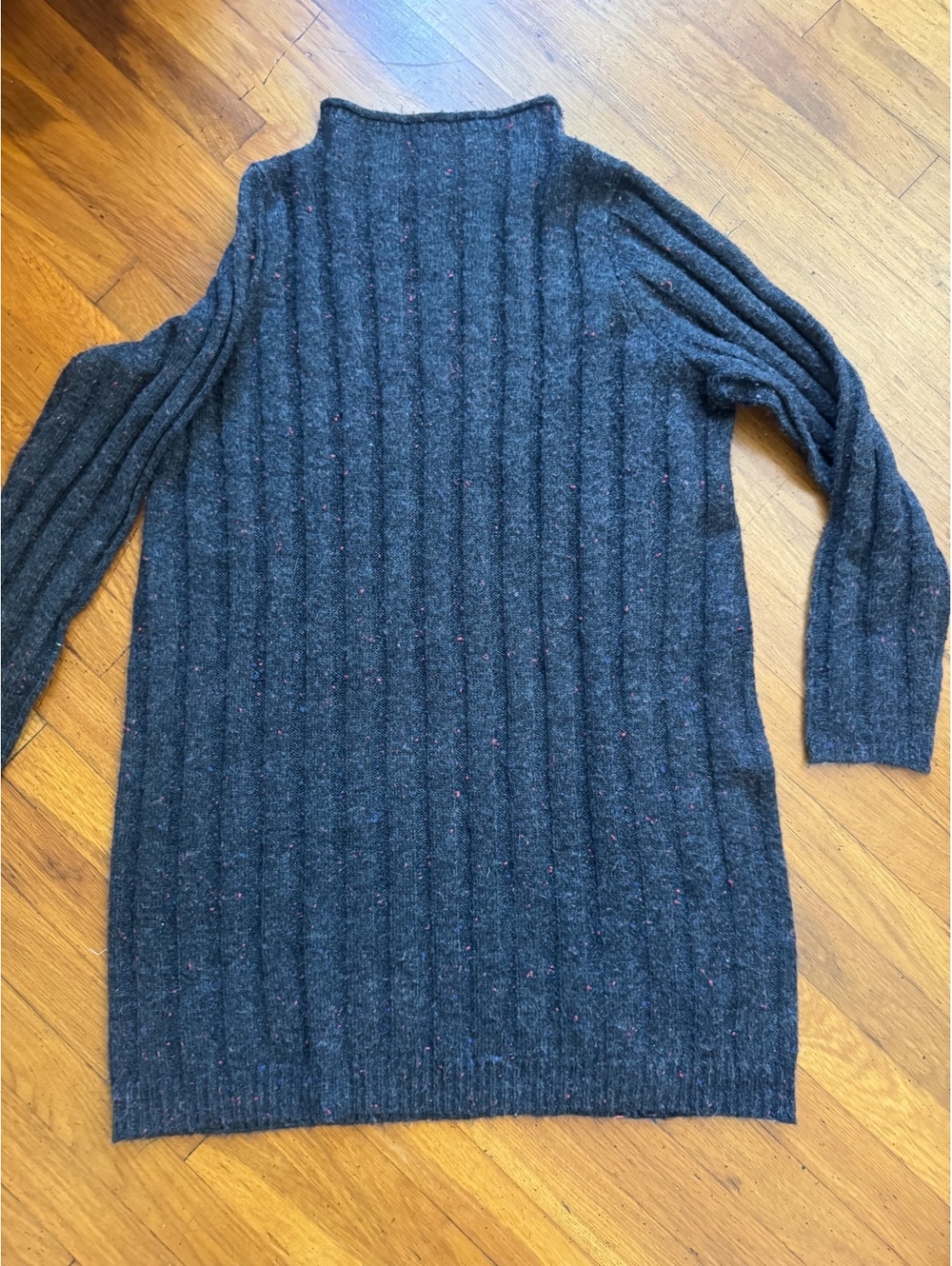 Madewell Charcoal Gray Speckled Tweed Mock Neck Ribbed Knit Sweater Size L